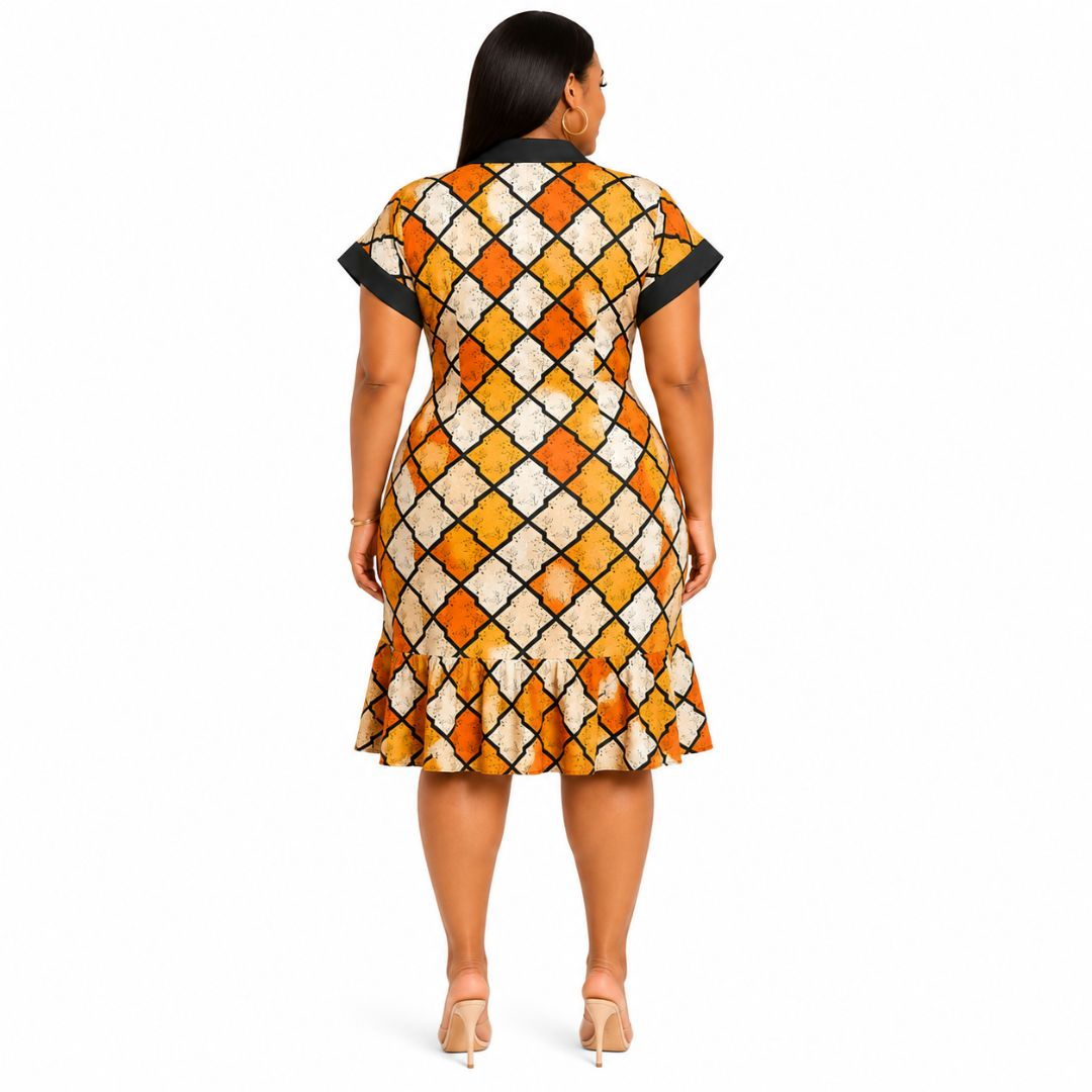 Womens Short Sleeve Printed Tunic Dress with Tassel Detail